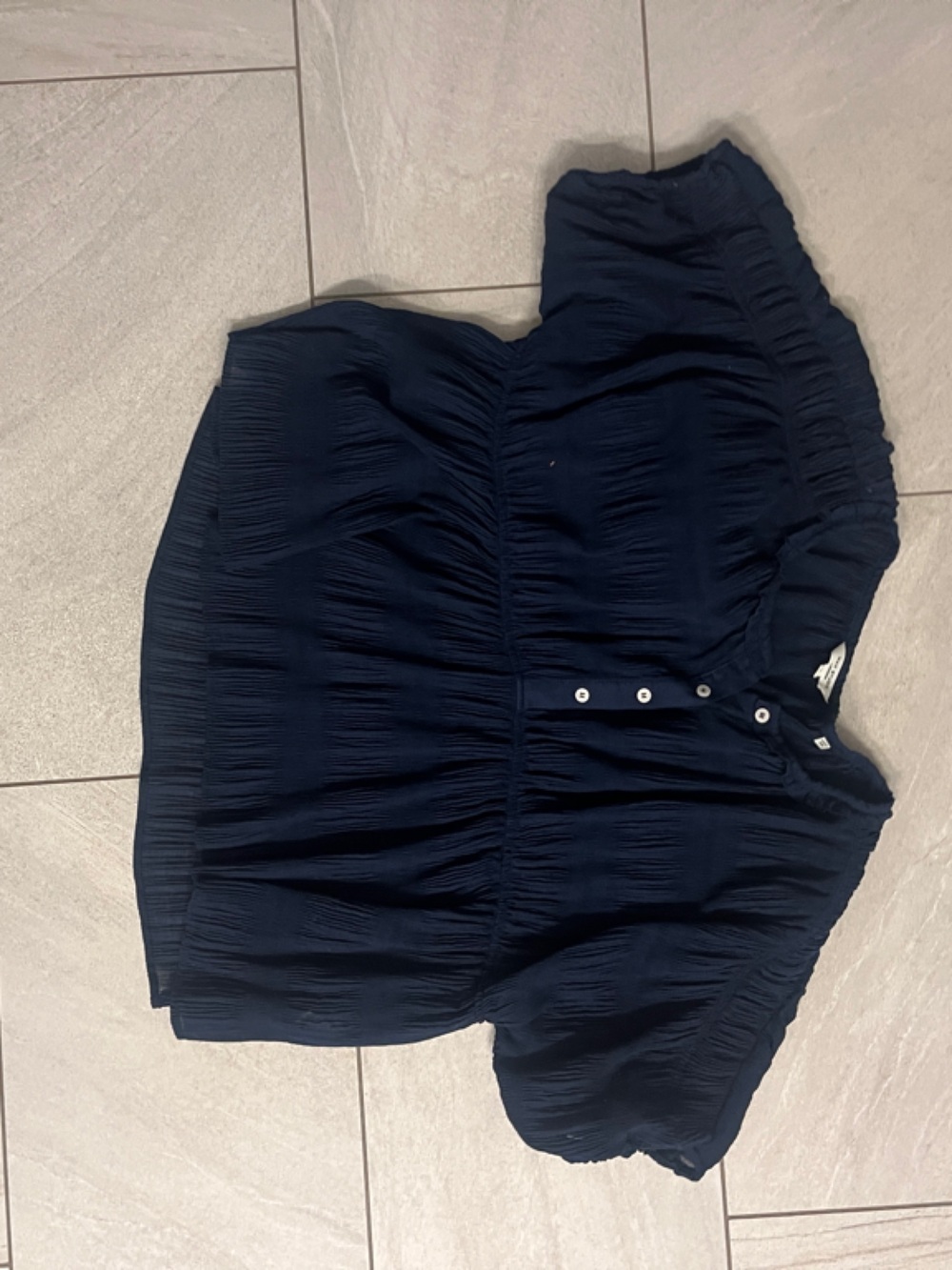 Women’s Navy Short Sleeve Peasant Top - max studio size large